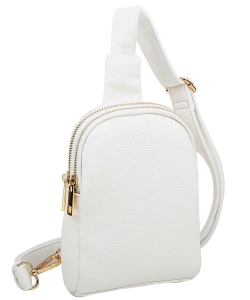 Fashion Multi Zip Sling Bag ND126 WHITE